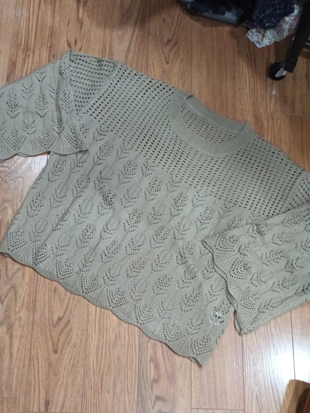 Beige Open-Knit Women's Sweater